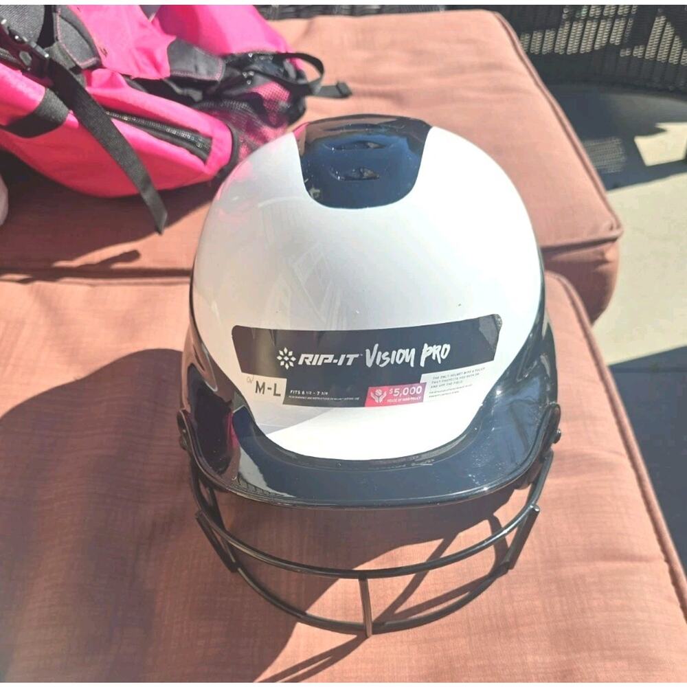 Rip-It Vision Pro M/L 6 1/2" to 7 3/8" Youth Softball Batting Helmet White Black
